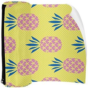 Potlood Case Pen Tas Houder met Rits Coin Organizer Tassen Make-up Cosmetische Pouch voor Vrouwen Tiener Meisjes Jongens Kinderen, Roze Ananas Patroon Geel Achtergrond