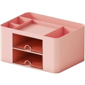 Organizer voor Bureau， Bureau-organizer Met 2 Lades, Kunststof Desktop-pen, Potlood-kaarthouder, Opbergdoos Voor Bureau-kantoorbenodigdheden Desktop Stationaire Organizer ( Color : B , Size : 19.5*14*