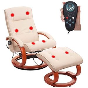 Mendler Massagestoel La Spezia II met voetensteun, 66 x 89 x 98 cm, ivoor