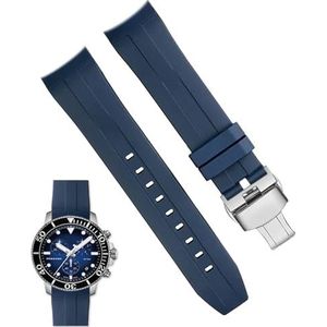 dayeer Waterdichte Siliconen Horloge Band Voor Tissot T120417 T120407 Quartz Wijzerplaat Sport Mannen Horloge Band Horlogeband (Color : Blue silver buckle, Size : 22mm)