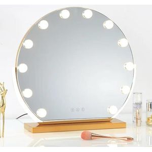 isallure Make up spiegel - Hollywood spiegel - Make up spiegel met verlichting - Make-upspiegel - Hollywood make up spiegel – 50x48 cm - Dimbaar / 3 Lichtstanden – goud