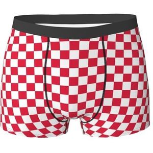 ZJYAGZX Rood-witte print boxershorts voor heren - comfortabele ondergoedbroek, ademend vochtafvoerend, Zwart, L