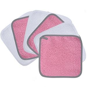 Polyte - Premium microvezel fleece doek om makeup te verwijderen en uw gezicht te reinigen - hypoallergeen en chemicaliënvrij - 6-pack - roze en wit - 20 x 20 cm