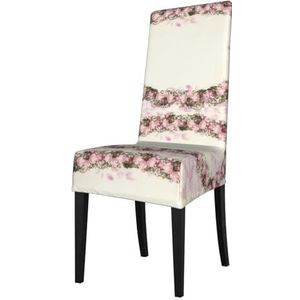 KemEng Roze rozen vintage ovaal frame, stoelhoezen, stoelbeschermer, stretch eetkamerstoelhoes, stoelhoes voor stoelen