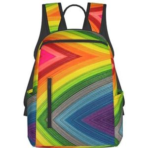 ZEEHXQ Retro Bloemen Patroon Print Lichtgewicht Kleine Wandelen Dagrugzak Mode Rugzak Voor Vrouwen Mannen Outdoor Reizen, Regenboog Kleur Streep, Eén maat