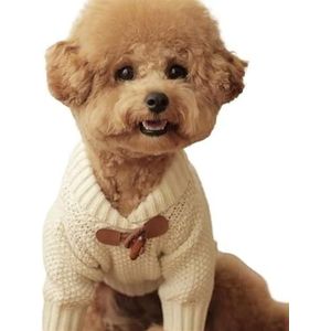 Huisdier Schnauzer gebreide trui teddybeer trui warme hondenjas puppy effen kleur tweebenige jas (Color : White, Size : L)