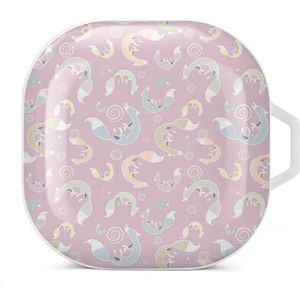 Vossenpatroon oordopjes hoesje compatibel met Samsung hard shell beschermhoes witte stijl