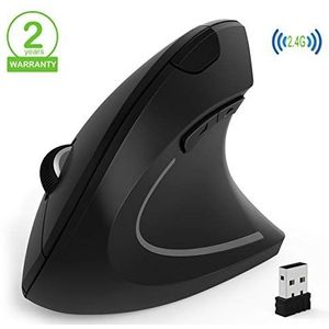 Ergonomische muis, draadloze verticale muis, USB laptop verticale optische muis met nano-ontvanger LED-niveau licht instelbaar 3 DPI voor Windows 7/8/10 / XP Vista Linux Mac, enz.