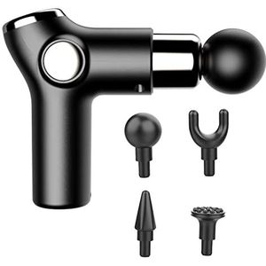 Spiertherapieapparaat for atleten Body Muscle Massager Handheld Massager 6 verstelbare sterkteniveaus 4 massagekoppen, grijs/991 (Color : czarny, Size : 6 speed)