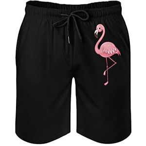 De schattige mooie roze flamingo heren zwembroek bedrukt board shorts strand shorts badmode badpakken met zakken M