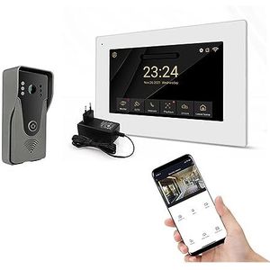 Walkie-talkie, Draadloos Smart Video-intercomsysteem 1080P Volledig touchscreen met bedrade deur Smart Phone Talking One-Key Unlocking(H-R6-P356B-M503WA)