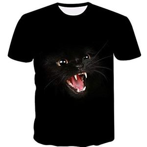 Unisex Zomer Casual T-Shirt Met Korte Mouwen 3D Kattenprint T-Shirt Met Korte Mouwen Paar Modellen,5Xl