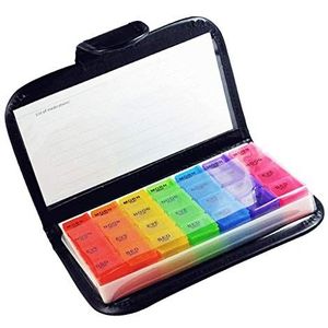 7 dagen Multi-Colour 28 Compartimenten lederen pillendoos met lade