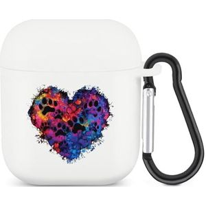 Tie Dye Liefde Hond Poot Leuke Case voor AirPods 2&1 Schokbestendige Beschermende Hoofdtelefoon Gevallen Cover Met Sleutelhanger voor Mannen Vrouwen
