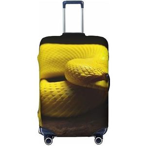 AdaNti Geel Snake print Reizen Bagage Cover Elastische Wasbare Koffer Cover Bagage Protector Voor 18-32 Inch Bagage, Zwart, M