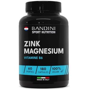 Bandini® Zink magnesium 180 Capsules (60-dagen dekking) Supplement met zink, magnesium en vitamine B6 - Energie, herstel en spiermassa - Vermindert vermoeidheid en moeheid - Voor mannen en vrouwen