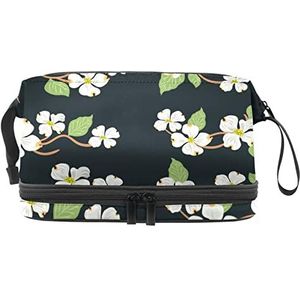 Grote capaciteit reizen cosmetische tas,Kornoelje patroon,Make-up tas,Waterdichte make-up tas organisator, Meerkleurig, 27x15x14 cm/10.6x5.9x5.5 in