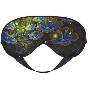 Blauw Gouden Bloem Slaap Masker Nachtslaap Zacht Oogmasker Verstelbare Riem Werkt Nap Positie Slapen Aid