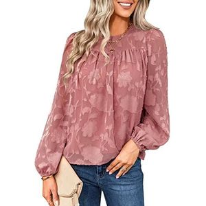 Dames T-shirt met Lange Mouwen, Losse Polyester, Ronde Hals, Ademend Kantoor-T-shirt (S)