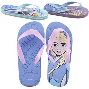 Disney Frozen 2 - meisjes - Japanse flip flop pantoffels zee zwembad - origineel officieel gelicentieerd, 13691 Blauw, 27/28 EU