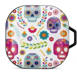 Mexicaanse schedels oordopjes hoesje compatibel met Samsung hard shell beschermhoes zwart-stijl
