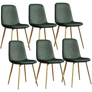 GEIRONV Moderne eetkamerstoelen set van 6, for woonkamer slaapkamer kantoor lounge stoelen met metalen poten PU lederen rugleuningen barkruk Eetstoelen (Color : Green, Size : 43x55x82cm)