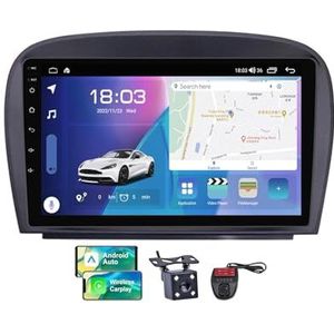 9 Inch Touchscreen 2 DIN Autoradio Compatibel met Mercedes Benz SL R230 SL350 2001-2007 met Carplay/Android Auto FM RDS DAB+ Radio WiFi 4G Draadloze Carplay Android Auto BT 5.0 DSP(NF-6)