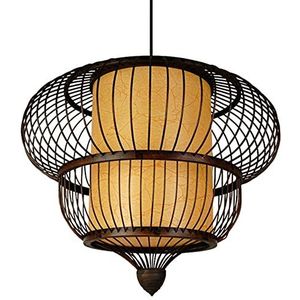 HCIPJQY Rustieke hanglamp van hout, grote architectonische bamboe hanglamp, industriële retro plafondlamp voor woonkamer, keuken, eilandverlichting met plafondlamp