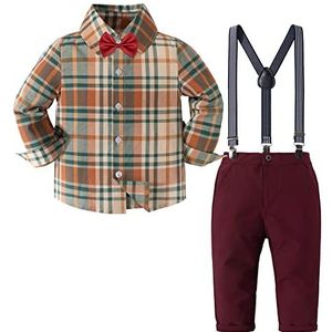 Nwada Jongens Kleding Peuter Jongen Outfits Kleding Sets Kids Lange Mouw Boog Tie Shirts en Suspenders Broek Suits