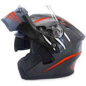Opklapbare Motorhelmen ECEDOT-Goedgekeurde Integraalhelm Met Geïntegreerd Motormodulaire Helm Met Dubbel Vizier Crash Racing Helm Ventilatie Heren Dames 17,XXL:63-64CM
