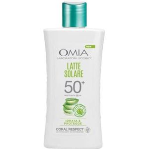 Omia, Latte Solare Protettivo SPF50+ Viso e Corpo con Aloe Vera del Salento, Protezione Solare Molto Alta, Per Pelli Molto Chiare e Sensibili al Sole, Dermatologicamente Testato, Flacone da 200 ml
