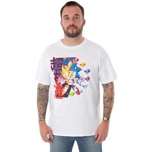 Sonic the Hedgehog Heren wit T-shirt met korte mouwen | Super Sonic Diamonds Graphic Officiële Sonic Merchandise | Comfortabel T-shirt voor gameliefhebbers