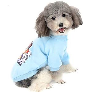 Zunea Kleine Hond Pullover Jas voor Honden Jongen Meisje Winter Warm Katoen Gewatteerde Sweatshirt Puppy Huisdier Kleding Jas Sport T Shirt voor Koud Weer, XXL (Chest:52cm, Back:40cm), Blauw