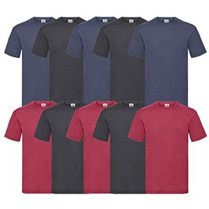 Fruit of the Loom T-shirt, voor heren (per 10 stuks verpakt), 4 Dark H.grey / 3 Vintage H.navy / 3 Vintage H.red, M