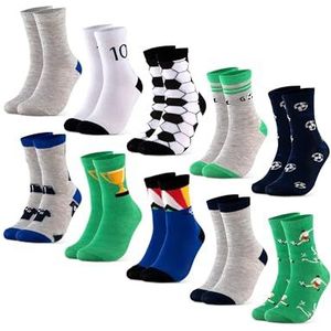 Occulto - Fantasia - Huissokken - Blauw / Grijs Gemêleerd / Groen / Zwart / Wit - 10 Pack