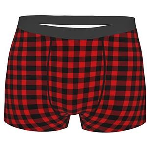 56 Boxershorts Rood Zwart Buffalo Check Plaid Patroon Heren Boxer Zachte Heren Ondergoed Klassieke Boxer Slips Voor Geschikte Dagelijkse Sport, Boxer Slips 4127, XL