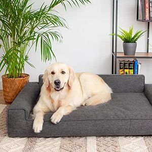 Doggy Hondenbed, kattenbed, hondenbank, afneembare overtrek, middelgrote honden, meubels voor dieren, hondenbed, slaapplaatsen, wasbaar, XL: 98 x 66 cm, grafiet
