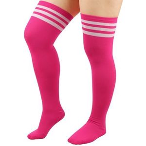 DRESHOW Plus Size Dij Hoge Sokken Gestreepte Over de Knie Lange Boot Kousen Knie Hoge Buis Sokken Beenwarmers voor Vrouwen