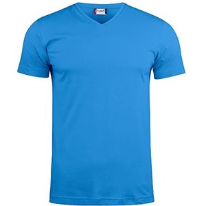 CLIQUE - T-shirt met V-hals, halve mouwen, uniseks, basic-T V-hals van katoenen jersey, zweetband, stretchkraag, slim fit, Koninklijk, XL