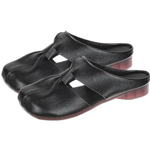 Uitgesneden platte muiltjes, platte muiltjes voor dames, platte muiltjes met strik, uitgeholde platte muiltjes voor dames (42,Black)