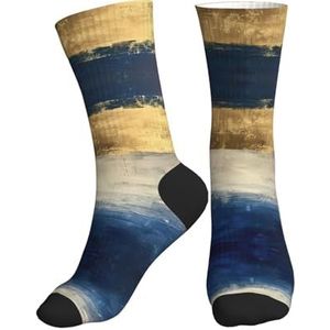 ERSDWRE Goud Blauw Wit Print Crew Sokken,Atletische Sokken Voor Mannen,Womens Gewatteerde Zachte Sok Voor Gym Running Sport, 2 Zwart-2, One size