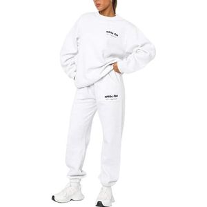 CheJooe Witte Fox Dupe Hoodie Trainingspak Womens Leisure Suits Dames 2 Stuk Warme Outfit Volledige Set Activewear Gym Wear Jogger Track Suits Womens Kleding, Era 8-Wit, M