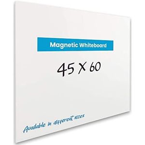 Vivol Magnetisch whiteboard paneel zonder lijst | magneetbord met pennenplank | Muur viltbord magnetische muur | 8 magnetische maten uitwisbaar (45 x 60, wit)