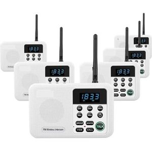 Walkie-talkie, 22-Kanaals FM Draadloze Intercoms Thuis Huis Zakelijk Kantoren Kamer naar kamer Bellen & Talking System 1 mijl lange afstand(6 Unit White)