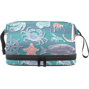 VAPOKF Doodle Crowd in zonnebril, make-uptas voor dames en meisjes, reistoilettas, make-up, handige opbergtas, organizer tas met borstelvak, Multi kleuren 9, 27x15x14 cm/10.6x5.9x5.5 in, Beauty Case