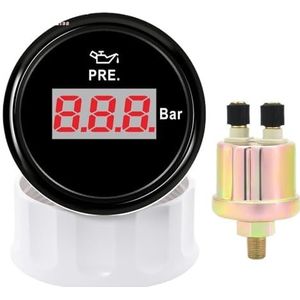 Digitale 0-5 bar, 0-10 oliemeter met sensor 1/8 NPT rode achtergrondverlichting 52 mm oliedrukmeter indicator auto boot(BB 0-10Bar)