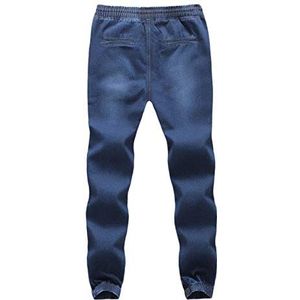 Betory Diesel Jeans voor heren, casual, denim katoen, elastische taille, trekkoord, comfortabel, werk, jeans, cargo, heren, klassieke harembroek, casual denim broek, Donkerblauw, 5XL