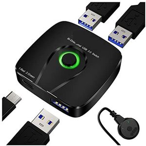 Audio Video Switcher-doos, 2 Poorten USB 3.0 Switcher 2 In 1 Out Selector 2 Computers Delen 1 USB Apparaten for Toetsenbord Muis Printer Scanner USB Schijf voor pc, tv, projector, dvd-/Blu-ray-speler