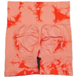 Naadloze Tie Dye Push Up Yoga Shorts Voor Vrouwen Hoge Taille Zomer Fitness Training Hardlopen Fietsen Sport Gym Shorts-Orange-M