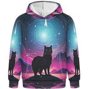 KAAVIYO Kat sterrenlicht kunst hoodies atletische sweatshirts met capuchon 3D-print schattig voor meisjes jongens, Patroon, S